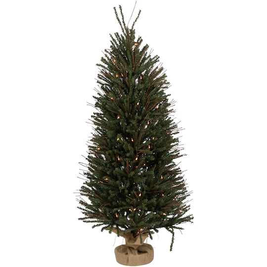 4ft. Pre-Lit Medium Warsaw Twig Artificial Christmas Tree in Burlap Base, Clear Lights